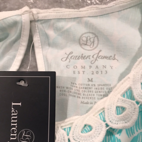 NWT Lauren James Dress Womens M Blue Green Ocean Palm Caroline Beach Resortwear - Picture 5 of 10